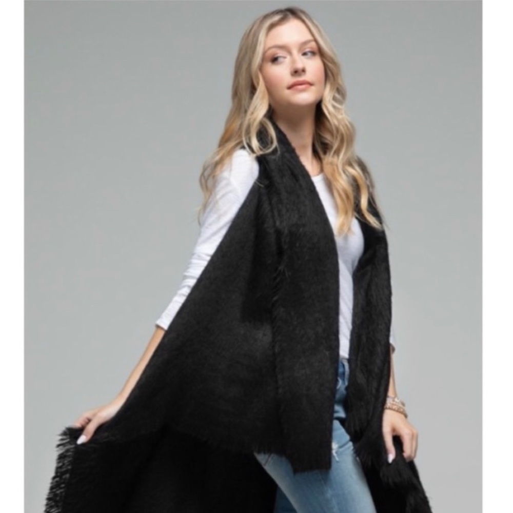 Black Soft Fringe Vest